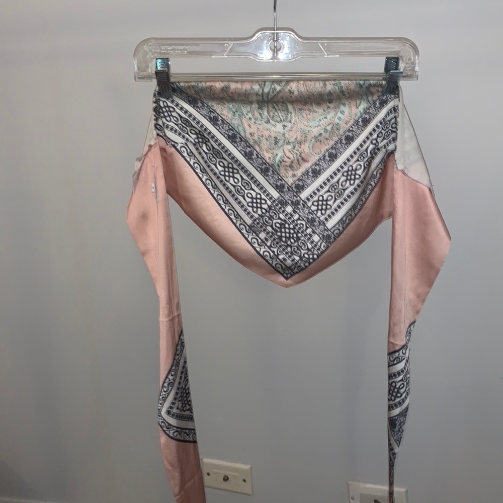 superdown Pink and White Paisley Bandana Crop Top